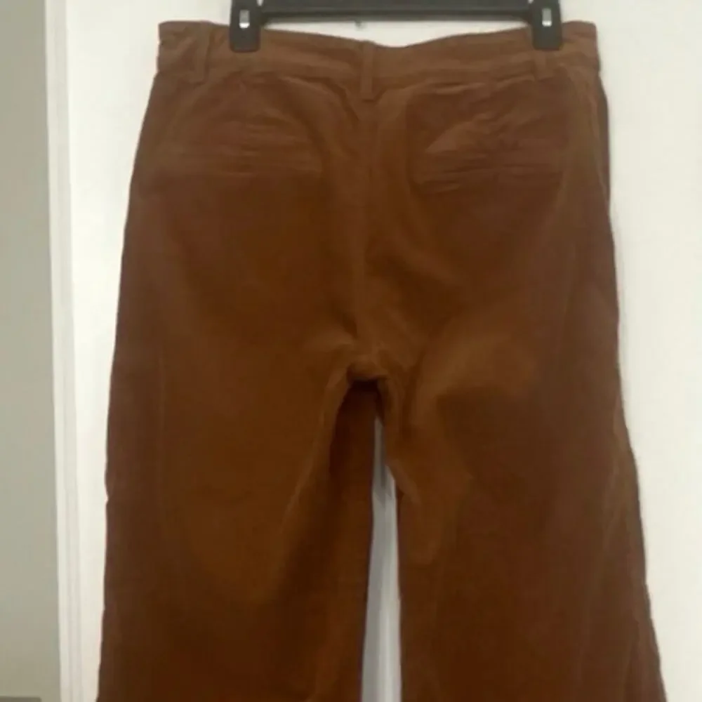 LOFT Palmer Wide Leg Patch Pocket Brushed Corduroy Pants Brown Cotton Blend 8